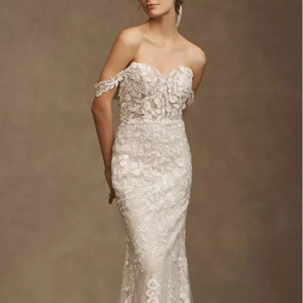NWT Anthropologie Wtoo by Watters Bettina Mermaid Lace Wedding Gown Size 12